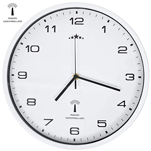 vidaXL Reloj Pared Radiocontrol Movimiento de Cuarzo 31 cm Blanco Decoración