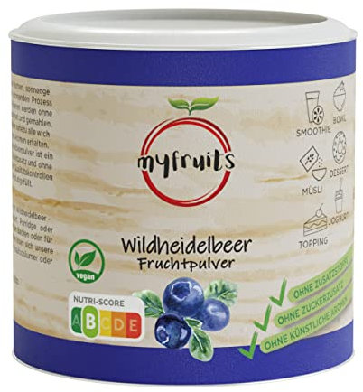 myfruits Arándano silvestre en polvo, arándanos molidos liofilizados, 70 g, 100% de arándanos silvestres, polvo de frutas para batidos, batidos y yogur…