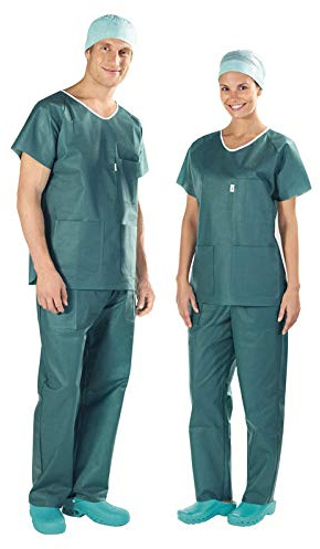 Cura Farma Divisa Monouso TNT Casacca e Pantalone Abbigliamento Specialistico Sanitario Traspirante ed Anallergico High-Performance Altamente Professionale Unisex Verde 10 Pezzi - Originale (M)