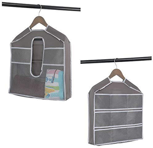 Hanger Diversion Safe, Hanging Closet Safe with Dual-Sided Pocket, Fits Under Hanging Clothes to Hide Guns Money Stash Jewelry Documents Valuables for Home, Travel, Office, Dorm(Grey)