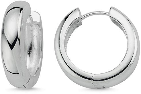Vinani Damen Ohrringe 925 Silber - Klapp-Creolen abgerundet glänzend - aus 925 Sterling Silber für Frauen - 2CKP