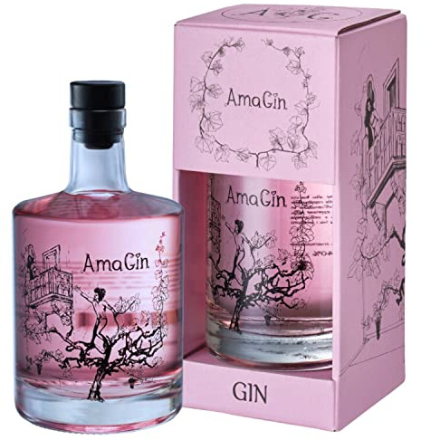 AmaGin – Gin Rosa 500ml da Distillazione Uve Corvina e Rondinella (Amarone della Valpolicella DOCG) – Gin Pink Con Confezione – 40% Vol – Made in Italy – Prodotto Artigianale - Premium