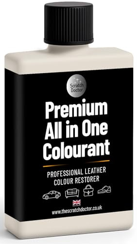 Teinture pour cuir tout-en-un The Scratch Doctor - Teinture auto-scellante pour cuir, peinture de réparation pour meubles, canapés, sièges de voiture (Ivoire, 100 ml)