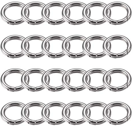 Spring O Rings, Ekunbuy Spring Snap Clip Hooks Zinc Alloy Round Metal Split Rings Small Clamp Clasp Keyring Buckle for Bag Purse Handbag Strap Craft Jewelry Making (Φ35mm-24pcs)