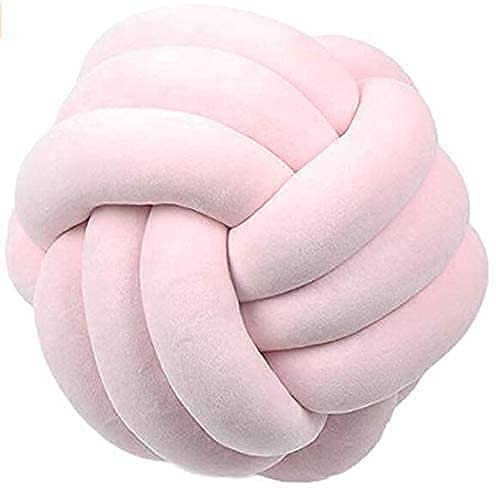 Knotenkissen, Knoten-Ball-Kissen, Geknotetes Kissen für Sofa, Bett, Dekorativ, Zierkissen Knoten für Schlafzimmer Sofa Auto Büro Spielraum (Hellrosa,35cm Durchmesser)