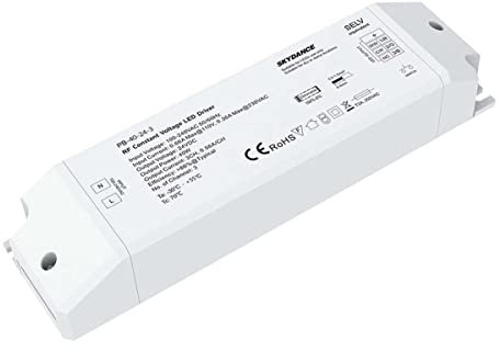 Trasformatore Dimmerabile, 24V 40W, Alimentatore CV, Push Dimmer 4 Canali con Pulsante N.O. e Telecomando RF a 2.4G, Per Striscia Led 12V
