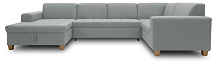 DOMO. collection Wohnlandschaft Sugar, Sofa, Couch, Longchair Links, Moderne U-Form, 162 x 333 x 199 cm, mintgrün