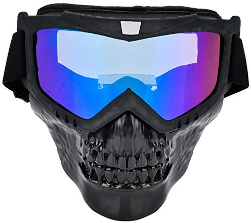 Skull Motorradbrille Maske, Outdoor Abnehmbare Helm Skibrille Sport Motorrad Racing Augenschutzbrille Motocross Gesichtsmaske Brille Schutzbrille Staubschutz Abnehmbaren Winddicht Nebelfest Goggle