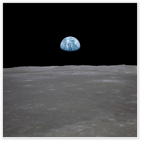 Apollo 11 – Aufgang der Erde über dem Mond Poster von NASA 30 x 30 cm Schwarz Wandbilder Wanddeko