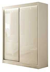 ALTDECOR Kleiderschrank mit Lacobel-Schiebetüren, kugelgelagerte Führungsschienen und Aluminium-Leisten - PEKA - 150 cm Weiß/Weiß