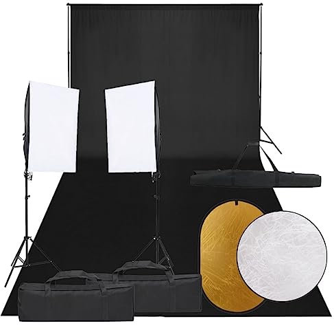 vidaXL Fotostudio-Set mit Beleuchtung, Hintergrund und Reflektor, Studio-Kit, Tageslicht-Lampe, Studio-Beleuchtung-Set, Studio-Licht, Fotografie-Licht