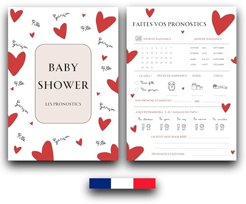 RXLITE 20 tarjetas de pronóstico baby shower rifle marca francesa anuncio mixto original sexo bebé niña o niño recuerdo gender reveal fiesta prenatal tendencia futura nacimiento