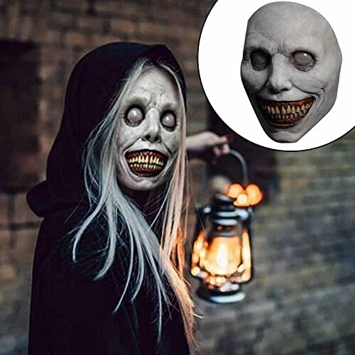 TIANHOO Halloween Masken Mask Lächelnde Dämonen Maske Gruselige Halloween Maske Latex Horror Halloween Maske für Cosplay Kostümparty