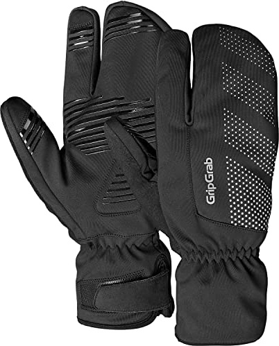 GripGrab Ride Winddichte Deep Winter Lobster Fahrradhandschuhe mit Polster | 3-Finger-Design, winddicht, PFC-freie Beschichtung, 15.000 g/m²/24h Atmungsaktivität, Silikonprints, gepolstert