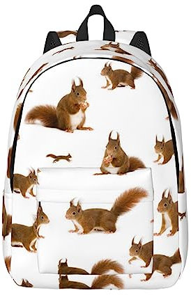 KoNsev Niedlicher Eichhörnchen-Laptop-Rucksack, Reiserucksack, Arzttasche, schwarz, Rucksack, stilvoll, leicht und funktional, Schwarz , S