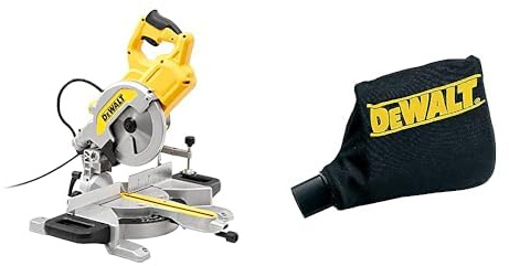 DEWALT - Scie à Onglet Radiale - DWS777-QS - Scie Haute Performance avec Système XPS - Coupe Bois, Plastique et Aluminium - Inclinaison de la Lame 48° & DE7053-QZ Sac à poussière pour DW704/DW705