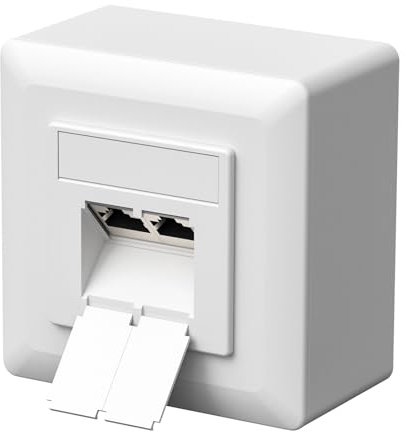 FGB CAT6a Universal Netzwerkdose Anschlussdose Datendose Netzwerkbuchse 2 Port RJ45 Geschirmt Aufputz oder Unterputz 10 Gigabit Ethernet Netzwerk LAN Dose Für Netzwerkkabel Verlegekabel Weiß