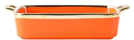 TYMYYS Nordic Luxury Phnom Penh Rectangular Lasagne Dishes Deep Ceramic, Porcelain Rectangular Casserole Dishes Deep, Baking Dishes For Oven-Orange-Rectanglar