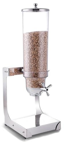 Dry Food Dispenser, Countertop Cereal Dispenser with PC Barrel and Stainless Steel Base, Cereal Containers Storage Dispenser for Rice, Candy, Bean, Nuts,Single (S : Single)