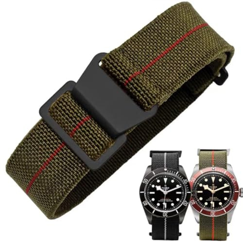 Elastiskt klockarmband i nylon, militäriskt parachute-band, ersättningsarmband av tyg, med hake, spänne i svart/silver, för män och kvinnor, 10 färger, 3 storlekar 18/20/22 mm, 20mm, Nylon, - Amber
