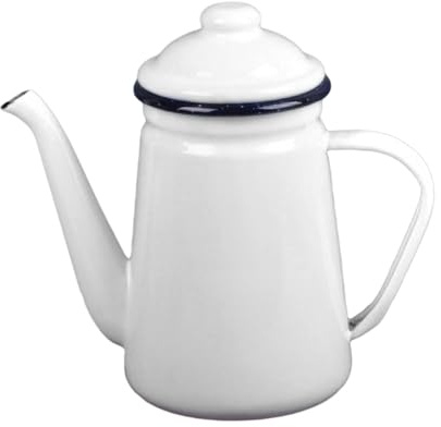 Elegant Enamel Coffee Pot Cowboy Coffee Pot Enamel Teapot for Home & Outdoors, White