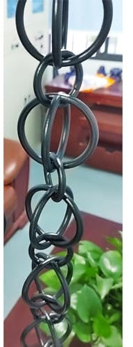 Chaine de Pluie Chaînes de Pluie Chaînes de Gouttière Cascade Noir, 1- 4.5m Decorative Ring Rain Catcher Gutter Chain Downspout, Meilleures Chaînes de Guidage de Pluie pour Les Fortes Pluies(2.4m/7.8