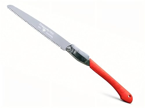 DragonflyTEC 14-Inch Extra-Long SK5 Steel Blade Hand Saw, Quenched for Superior Hardness & Speed. Folding Saw Easy to Store for Camping/Hiking; Trims Dry Wood/Branches