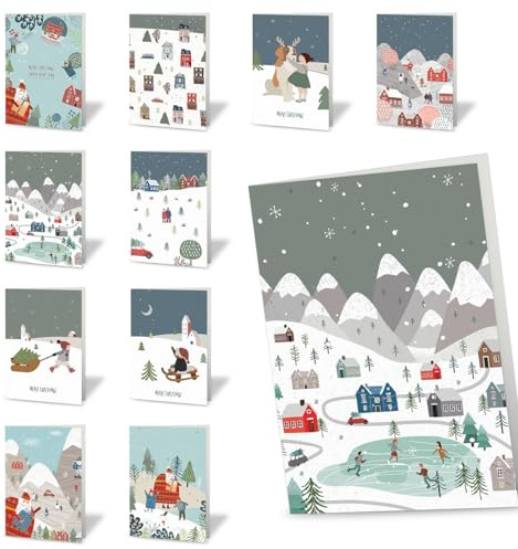 Forletter - Pack de 10 tarjetas de Navidad 11,5 x 17 cm, Paisajes
