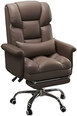 Ergonomischer Bürostuhl mit Fußstütze – Chefsessel mit hoher Rückenlehne und Lendenwirbelstütze und PU-Leder, Arbeitsstühle mit 135° Rückenlehne (Braun)