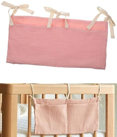 Zeayebsr Babybett Organizer, Kinderzimmer Hängender Bett Organizer mit Taschen, Organizer Beistellbett Baby, Betttasche Spielzeugtasche, Aufbewahrungstaschen für Betten, Windeln Kleidung Spielzeug