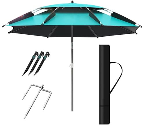 Strandsonnenschirm, Regenschirm Für Freien Angel Gartenschirm Kippbarer Tragbar Angelschirm Windschutz, mit Fiberglasstangen 220cm 240cm 260cm(240cm)