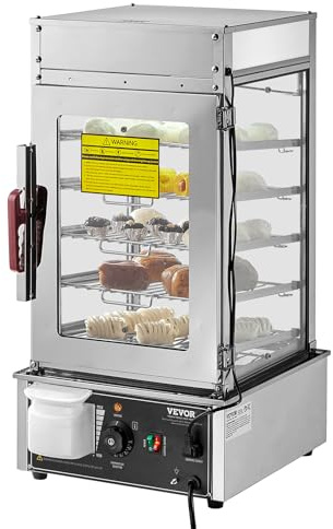 VEVOR Kommerzieller Speisenwärmer mit Display, 5-stufiger Dampfgarer und Brötchenwärmer, Temperaturregelung von 30 °C bis 110 °C, Edelstahl-Dampfbrötchenwärmer mit LED, Dampfheizung für Dampfbrötchen