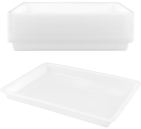 HONYUET 20 bandejas blancas de 39,5 x 28,5 x 4 cm, organizador de plástico para manualidades