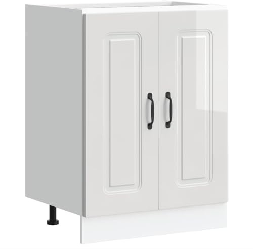 Meuble bas pour évier Kalmar blanc brillant 60x46x81,5 cm