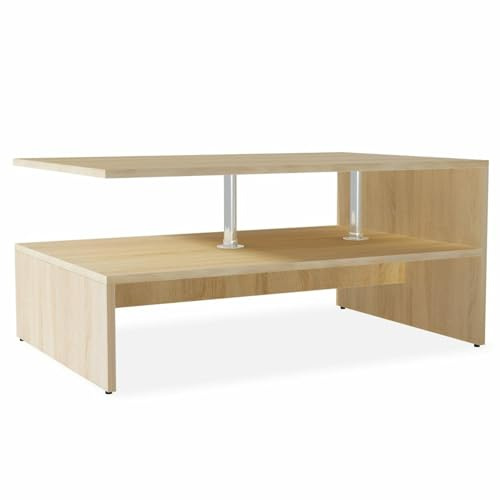 Iiaky Coffee Table Chipboard 90x59x42 cm Oak,Coffee Table,Wood Coffee Table with Storage Shelf,Center Tea Table for Living Room Home Office