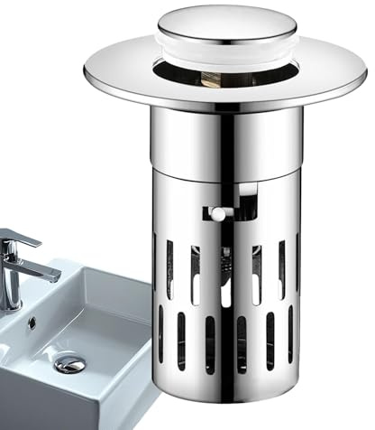 Bodenablauffilter für Waschbecken, Edelstahl-Ablauffilter | Anti-Verstopfungs-Haarfänger-Abflusssieb | Effektiver Waschbeckenstopfen, Abflussfilter für Badezimmerwaschbecken, blockiert Gerüche, Schmut