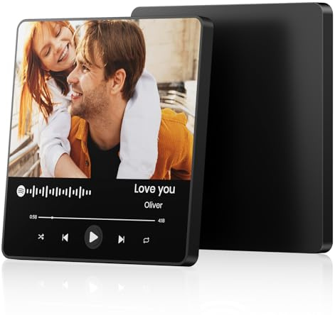 Kühlschrankmagnet mit Musik, Spotify Bild Personalisiert Fotomagnete Selbst Gestalten, können Lieder Spielen Dekoration Geschenk für Paare Familie Weihnachten Valentinstag Geburtstag(Stil 02)