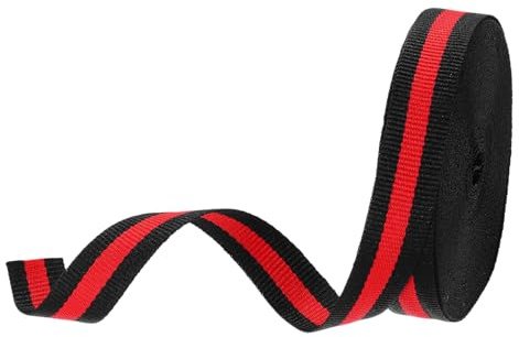 PATIKIL 3/5 tum svart rött randigt grosgrainband, 10 Yard polyestertyg randigt hantverk band dubbelvänd design för rosett presentförpackning gör-det-själv juldekorationer
