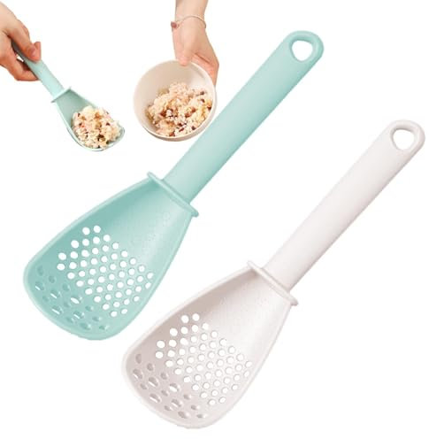 Cucchiaio da cucina multifunzionale, cucchiaio separatore per uova, materiale PP, resistente al calore, paletta scanalata, per zuppe, design antiaderente, ideale per cucinare, 23 x 6,5 cm, nero,