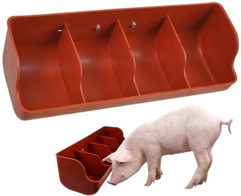 Feed Trough, Pig Feeder, 4 Compartment Feed Trough, 18.1x6.3x5.1 Inch Heavy Duty Plastic Livestock Feeder for Cattle Cows Horses Sheep Goats Pigs Calf, Livestock