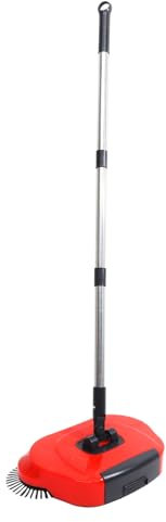 PartyKindom Hand Push Sweeper Broom Pan Rotating Head Soft Brush for Hard Floors Cleaning Tool No Electricity Required Abs Stainless Steel