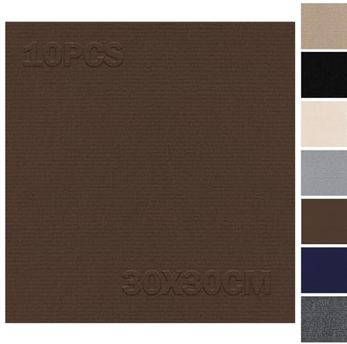 Dalles de moquette auto-adhésives 30x30cm - Lot de 10 pièces - 0,9m² - Dalles de moquette auto-adhésives, moquette avec dos, dalles de moquette à découper pour appartement, maison, chambre, brun foncé