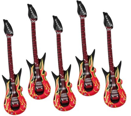 YARNOW 5pezzi Chitarra Gonfiabile Design Strumenti Musicali Per Ragazzo Decorazioni Piscina Accessori Party Tema Musicale Giocattolo Sicuro Pvc Valvola Sicurezza Portatile