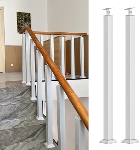 Pasamanos Escalera Barandillas 1/2/5/10 Piezas Barandillas Metálicas Ajustables para Escaleras, Kit de Postes de Barandilla Cuadrados para Interiores, Husillos de Barandilla de Escalera Blancos con To