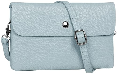 Caspar Mini Leder Umhängetasche Damen Clutch Crossbody Bag mit verstellbarem Schultergurt - CLASSIC LINE - Modell No.827 - Made in Italy