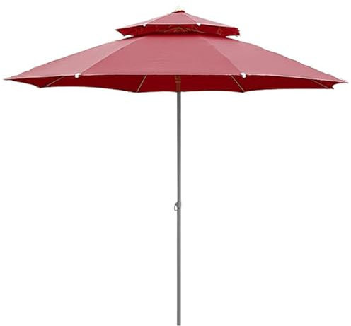 Ombrellone da Giardino a 2 Livelli 250 cm, Parasole da Balcone con Altezza Regolabile, UPF50+, Ombrellone da Spiaggia per Piscina Esterna Balcone, senza Base(Rouge)