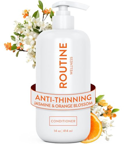 Routine Wellness Anti-Thinning Deep Conditioner - Jasmine & Orange Blossom | Clinically tested conditioner for thinning hair with biotin, pea peptides, argan oil, color safe, sulfate free