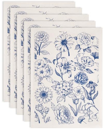 SUPERDANT 5 Pezzi Carta Trasferibile per Ceramica con Fiori Girasoli Gigli Decalcomanie per Artigianato Materiali Fai da Te per Piastre in Vaso 52x37cm