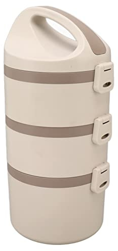 AJUNJIIL Jarro de alimentos aislado Grado de acero inoxidable de acero inoxidable 3 niveles lonchera apilable para acampar de picnic escolar (Beige)