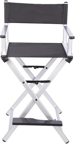 Klappbarer Regiestuhl aus Aluminium mit hoher Rückenlehne und Fußstütze, tragbar für Camping, Make-up-Künstler, Innen- und Außenbereich, 136 kg Kapazität